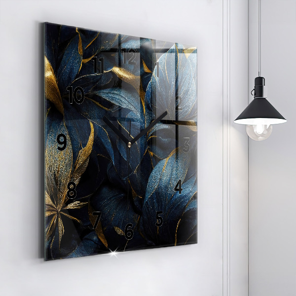 Čtvercové nástěnné hodiny Dekorativní květiny