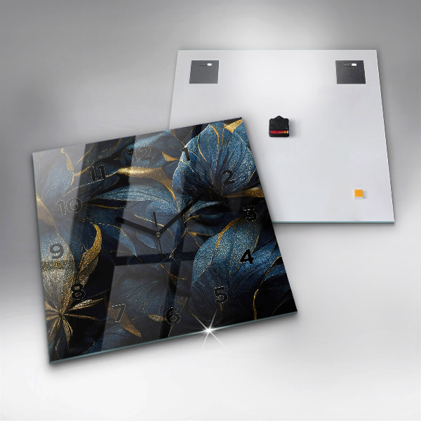 Čtvercové nástěnné hodiny Dekorativní květiny