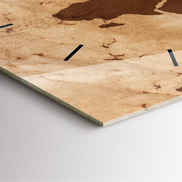 Skleněné hodiny čtvercové Vintage mapa světa