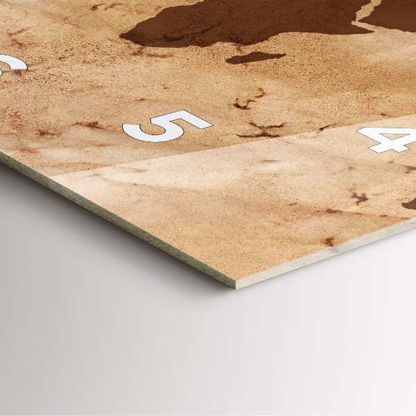 Skleněné hodiny čtvercové Vintage mapa světa