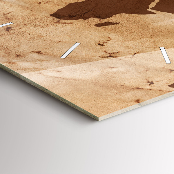 Skleněné hodiny čtvercové Vintage mapa světa