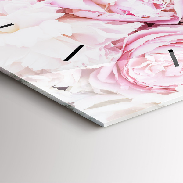 Čtvercové nástěnné hodiny Dekorativní květiny