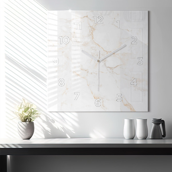 Čtvercové nástěnné hodiny Elegantní mramor