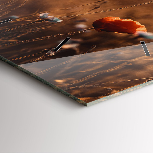 Čtvercové nástěnné hodiny Východ slunce na poli