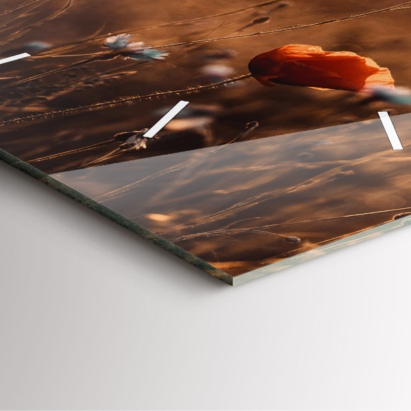 Čtvercové nástěnné hodiny Východ slunce na poli