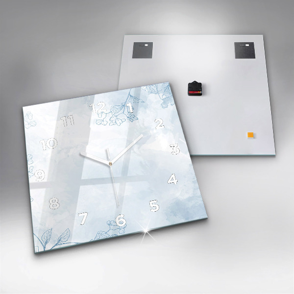 Čtvercové nástěnné hodiny Skica rostlin