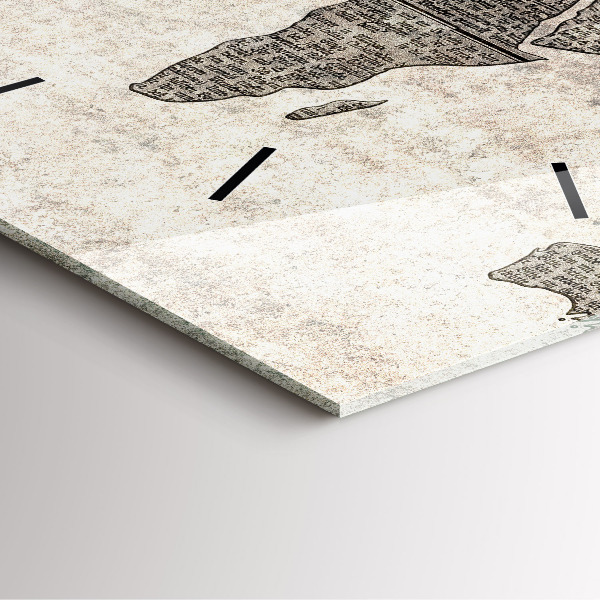 Čtvercové nástěnné hodiny Noviny s mapou světa