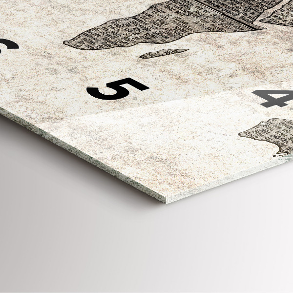 Čtvercové nástěnné hodiny Noviny s mapou světa