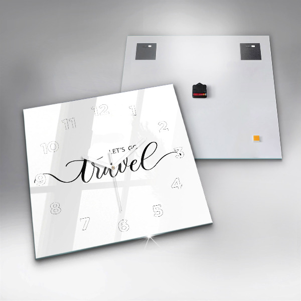 Čtvercové nástěnné hodiny Cestovní nápis