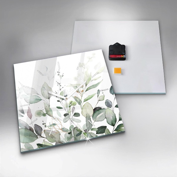 Čtvercové nástěnné hodiny Listy rostlin