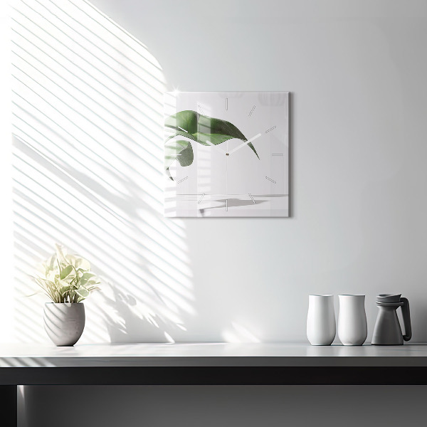 Čtvercové nástěnné hodiny Abstraktní listy