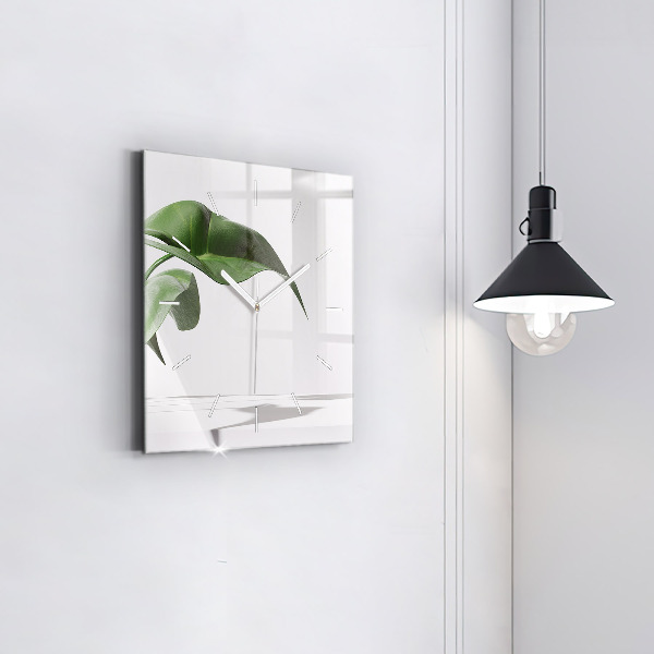 Čtvercové nástěnné hodiny Abstraktní listy