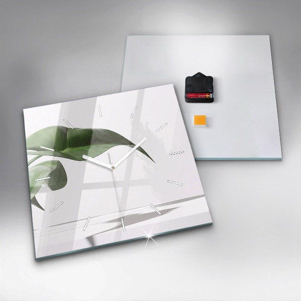 Čtvercové nástěnné hodiny Abstraktní listy