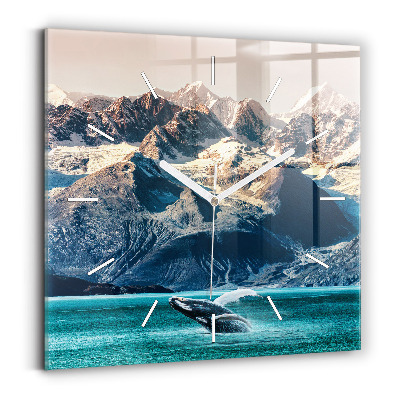 Čtvercové nástěnné hodiny Velrybí voda