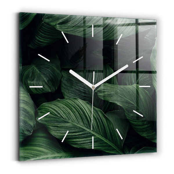 Čtvercové nástěnné hodiny Tropická monstera