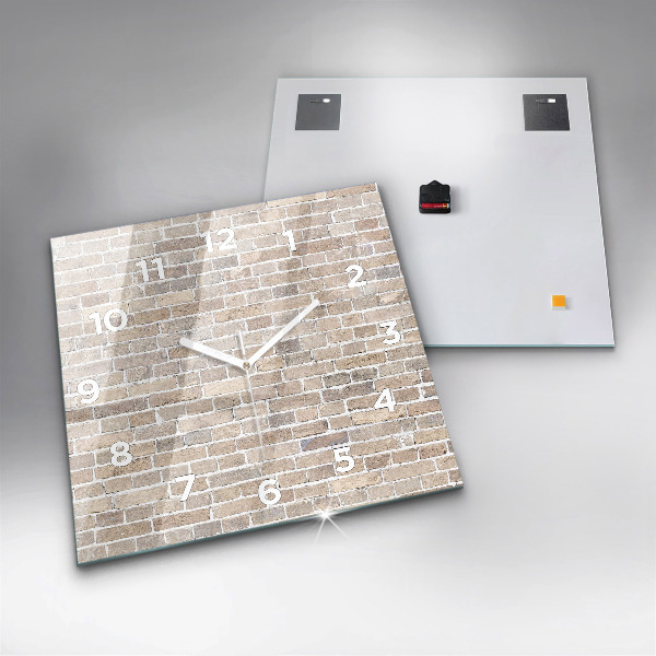 Čtvercové nástěnné hodiny Cihlová zeď