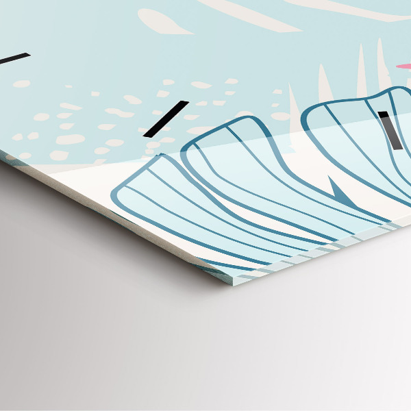 Čtvercové nástěnné hodiny Pastelové listy - tropy