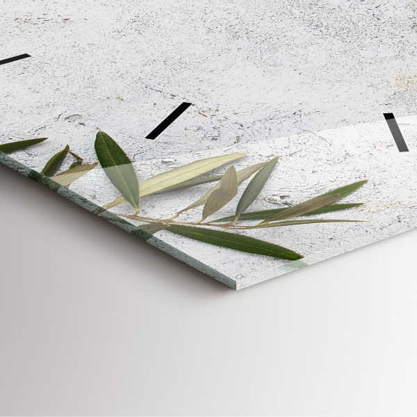 Skleněné hodiny čtvercové Minimalistické olivy