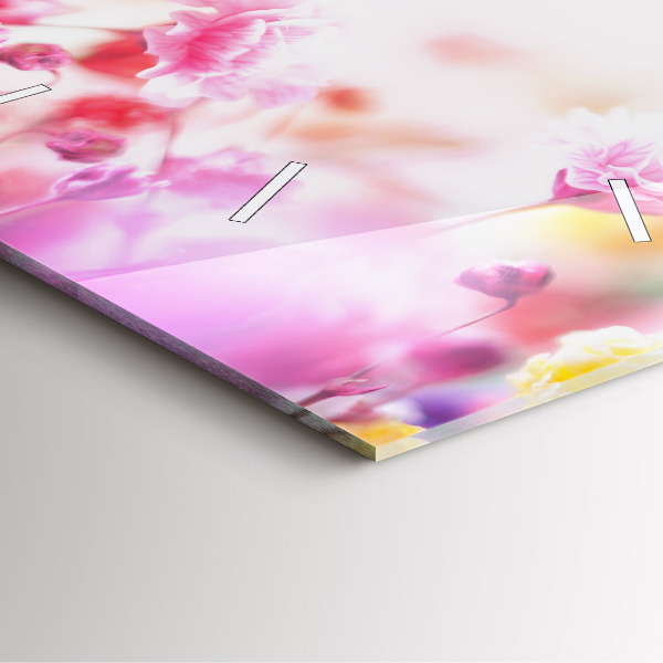 Skleněné hodiny čtvercové Květiny na louce