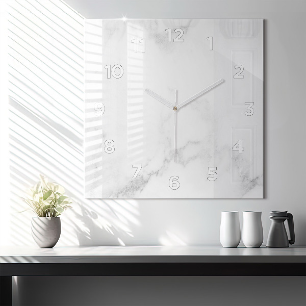Skleněné hodiny čtvercové Elegantní mramor