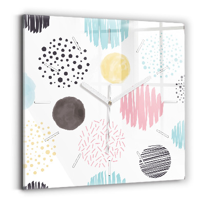 Skleněné hodiny čtvercové Geometrický vzor