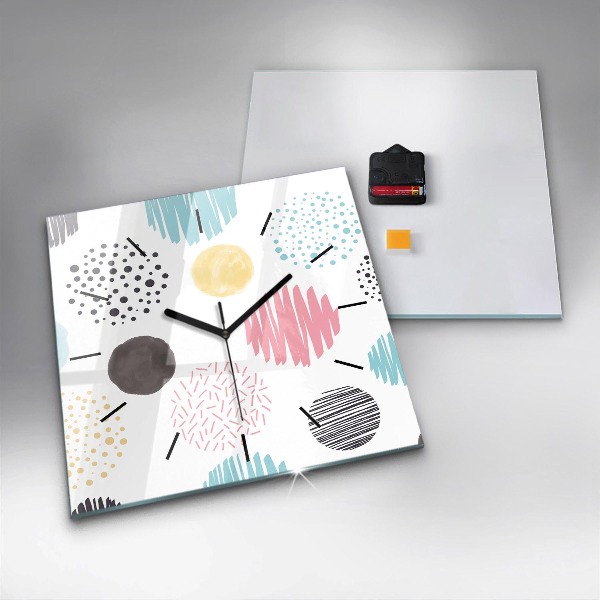 Skleněné hodiny čtvercové Geometrický vzor
