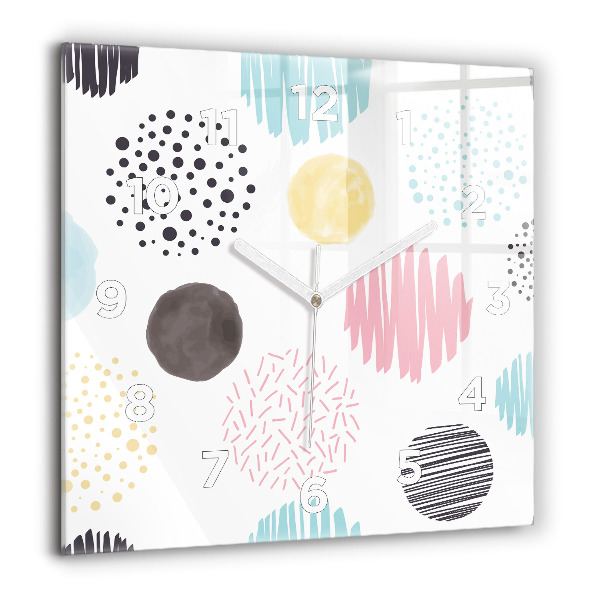 Skleněné hodiny čtvercové Geometrický vzor