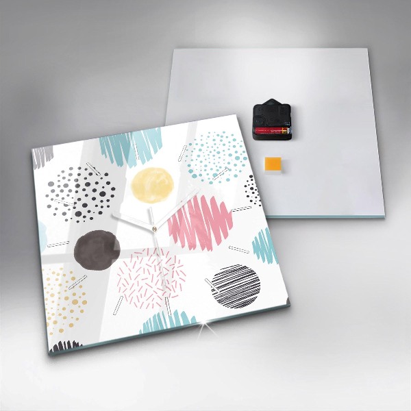 Skleněné hodiny čtvercové Geometrický vzor