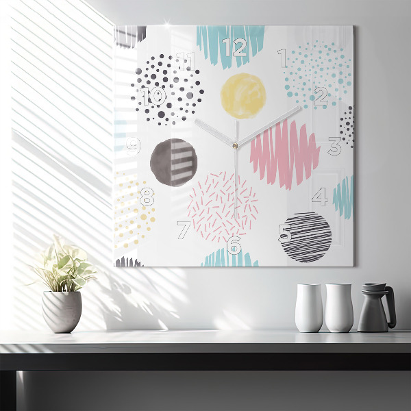 Skleněné hodiny čtvercové Geometrický vzor