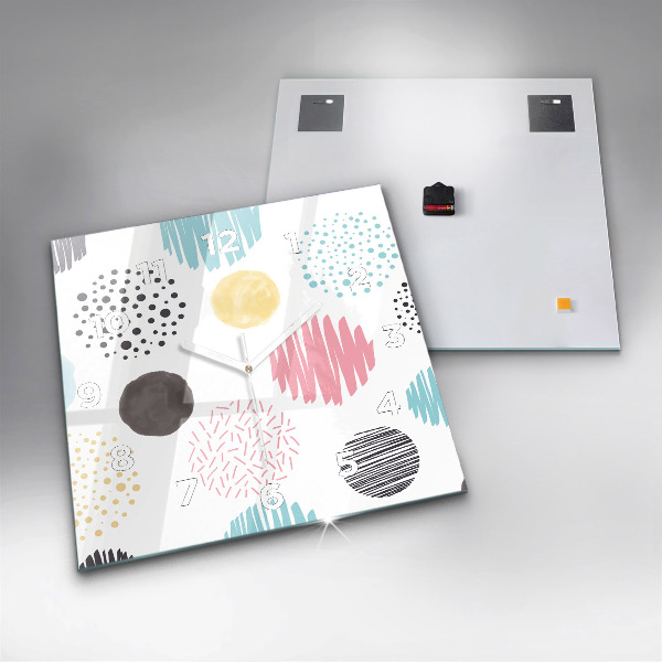 Skleněné hodiny čtvercové Geometrický vzor