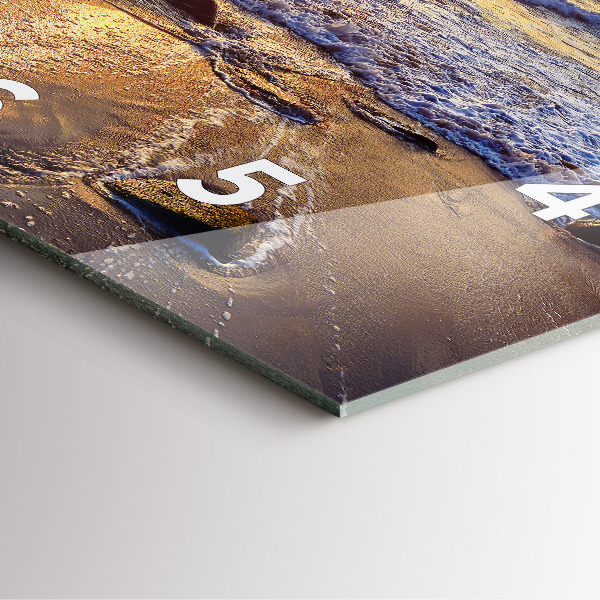 Skleněné hodiny čtvercové Západ slunce na pláži