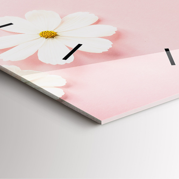 Skleněné hodiny čtvercové Květy sedmikrásek