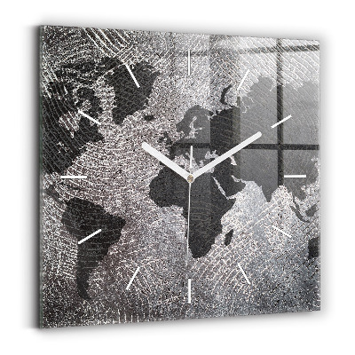 Skleněné hodiny čtvercové Betonová mapa světa