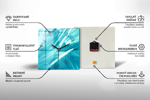 Skleněné hodiny čtvercové Kruhy stromů