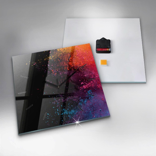 Skleněné hodiny čtvercové Exploze barev