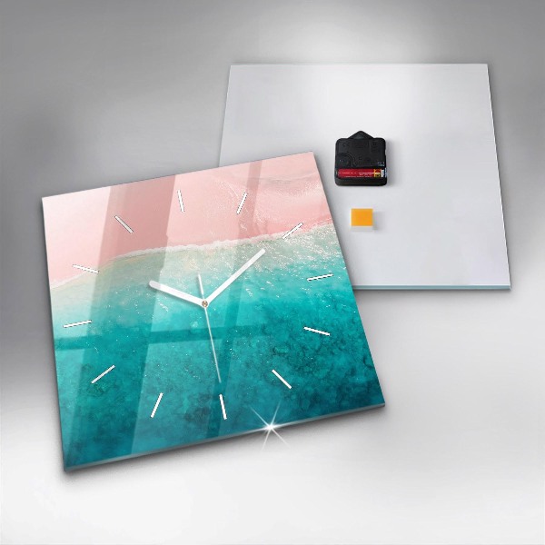 Skleněné hodiny čtvercové Mořský písek na pláži