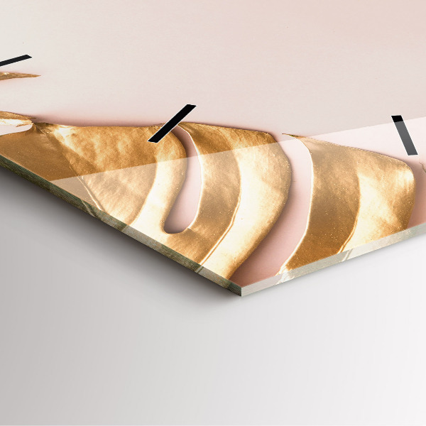 Skleněné hodiny čtvercové Zlaté tropické listy