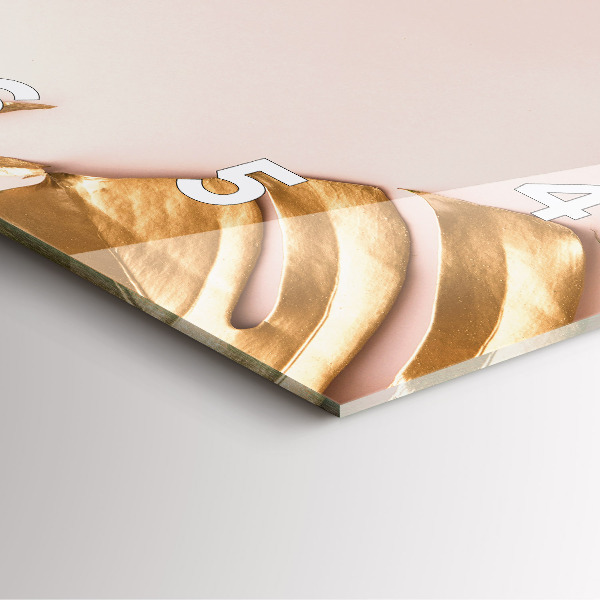 Skleněné hodiny čtvercové Zlaté tropické listy