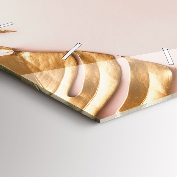 Skleněné hodiny čtvercové Zlaté tropické listy