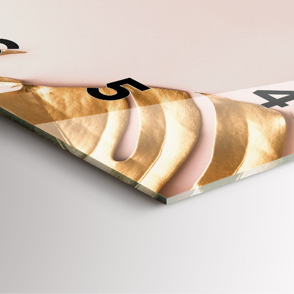 Skleněné hodiny čtvercové Zlaté tropické listy