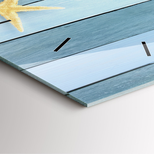 Skleněné hodiny čtvercové Pruhy prken a mušle