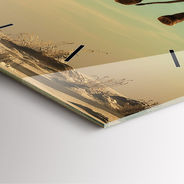 Skleněné hodiny čtvercové Slon na stromě