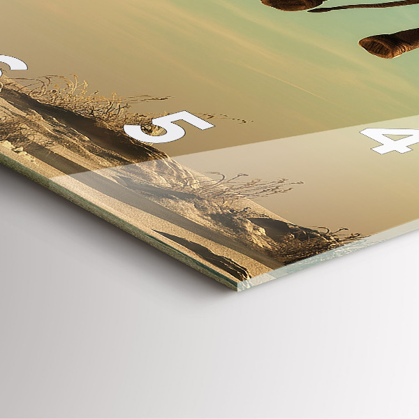 Skleněné hodiny čtvercové Slon na stromě