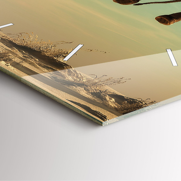 Skleněné hodiny čtvercové Slon na stromě