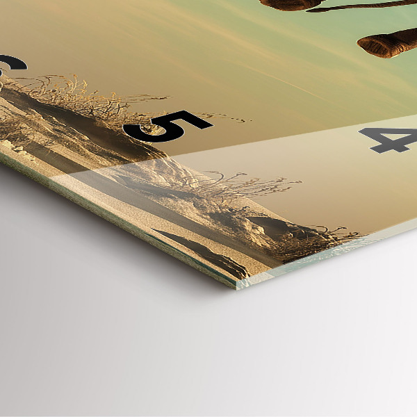 Skleněné hodiny čtvercové Slon na stromě