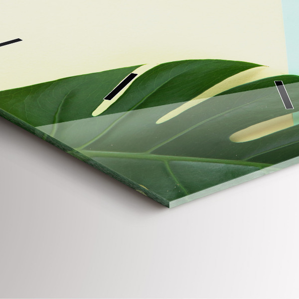 Skleněné hodiny čtvercové Listy monstery