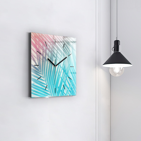 Skleněné hodiny čtvercové Tropická palma