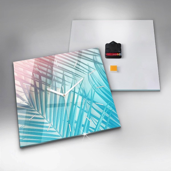 Skleněné hodiny čtvercové Tropická palma