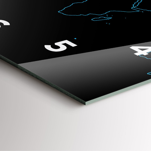 Skleněné hodiny čtvercové Obrysy mapy světa