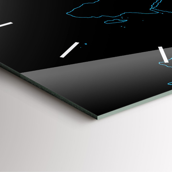 Skleněné hodiny čtvercové Obrysy mapy světa